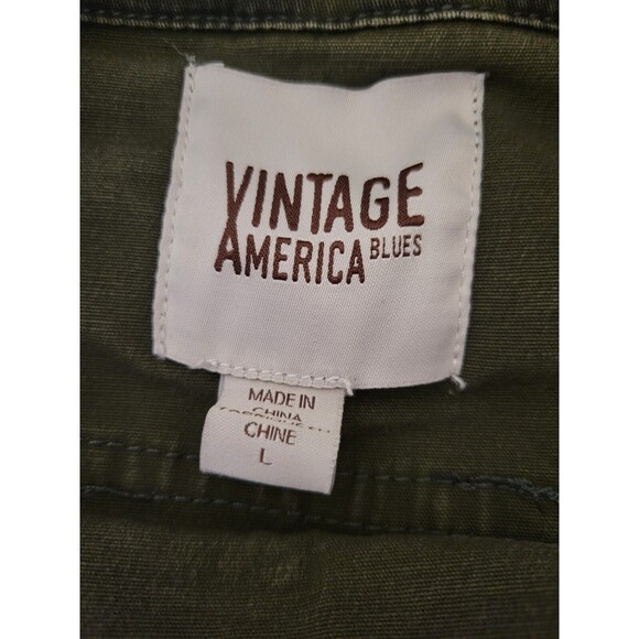 Vintage America Blues Camo Jean Jacket Women L Green Embroidered - Picture 8 of 10